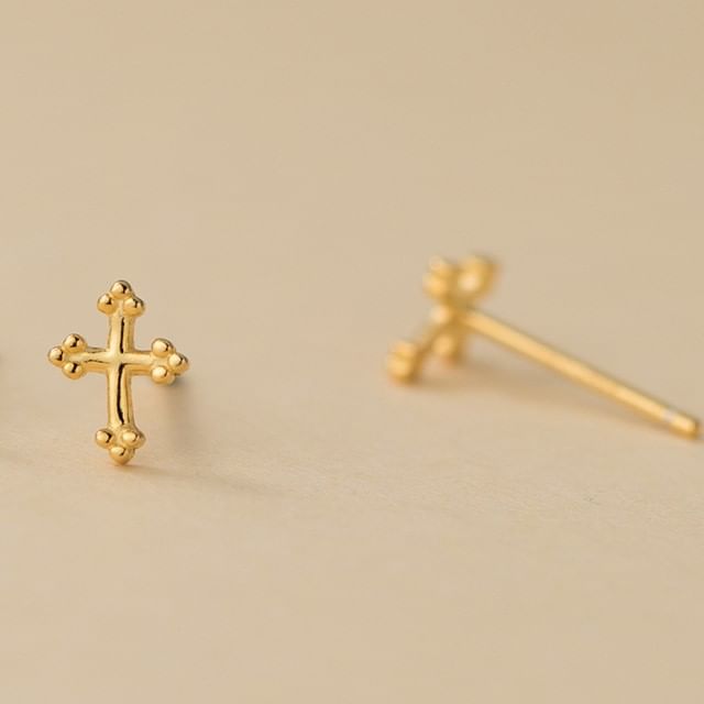 S999 Sterling Silver Cross Stud Earring