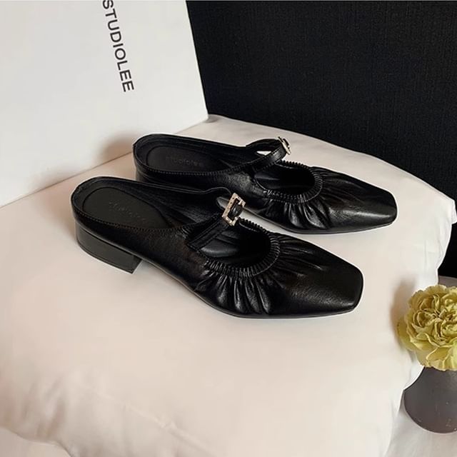 Square Heel Mules Toe Low