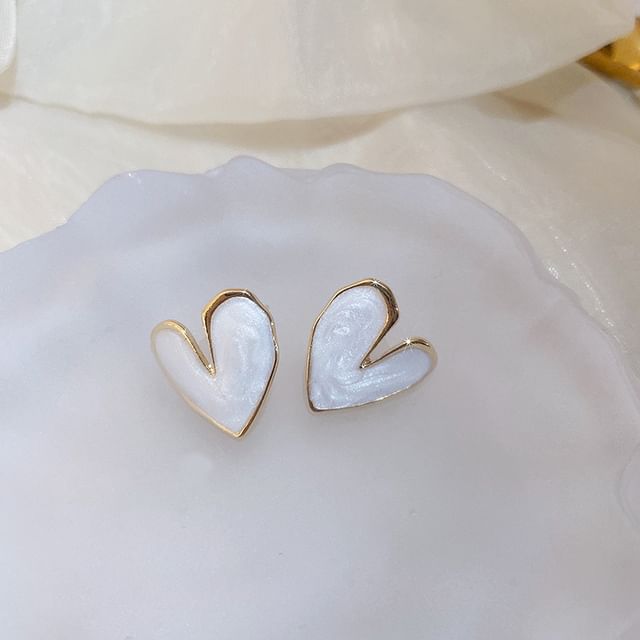 Glaze / Asymmetrical Cuff Heart Stud Butterfly Ear Leaf Alloy Dangle Earring