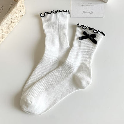 Ruffle Trim Bowknot Socks