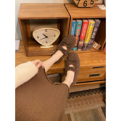 Wedge Hidden Bow Mary Shoes Jane Fleece