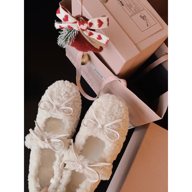 Wedge Hidden Bow Mary Shoes Jane Fleece