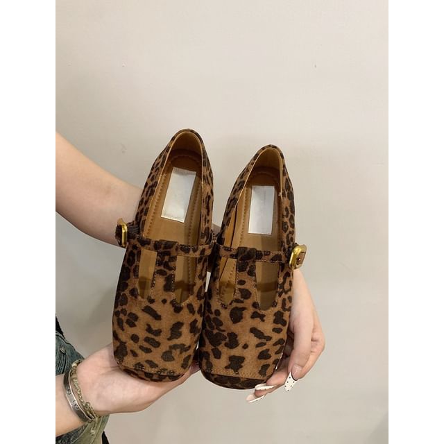 Faux Toe Suede Square Flats T-Strap