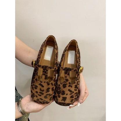 Faux Toe Suede Square Flats T-Strap