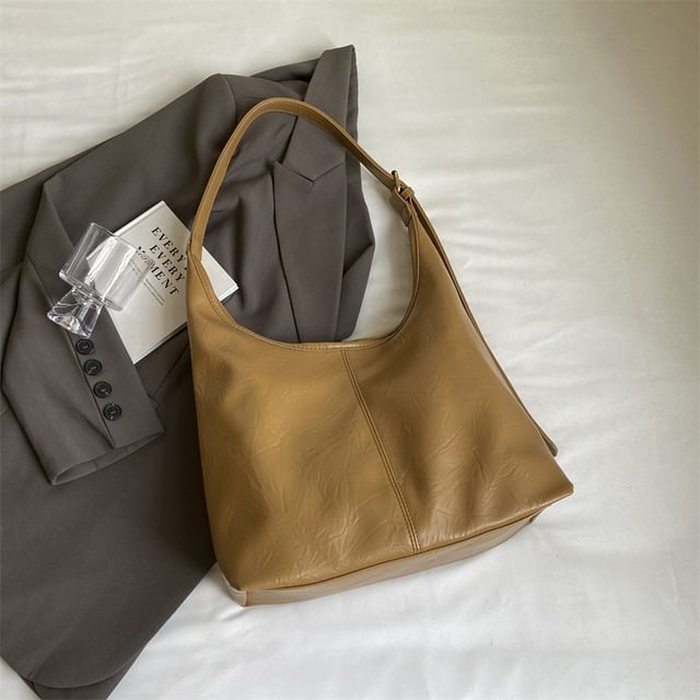 Set: Faux Leather Shoulder Bag + Pouch