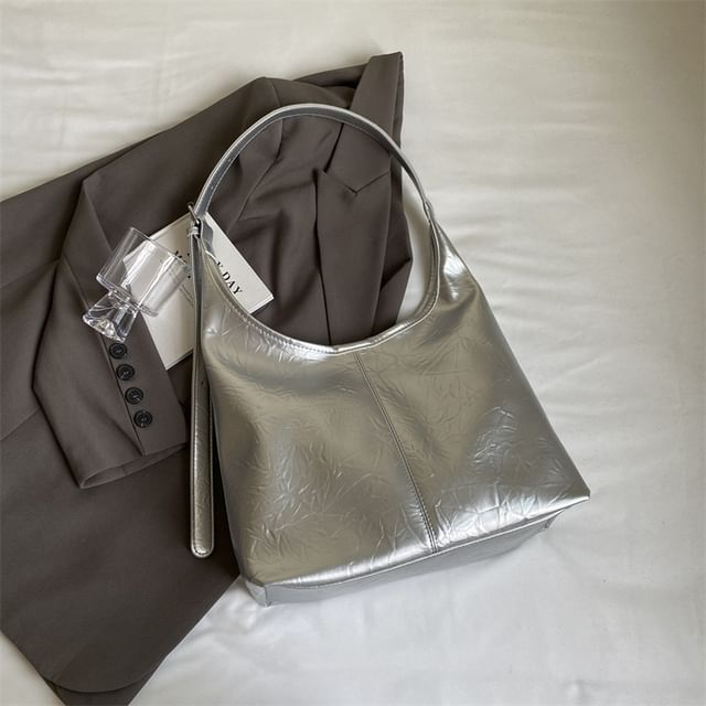 Set: Faux Leather Shoulder Bag + Pouch