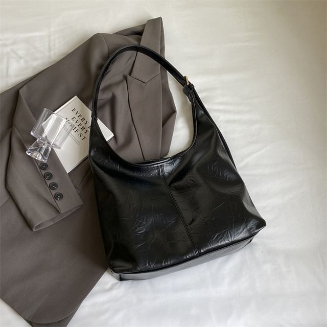 Set: Faux Leather Shoulder Bag + Pouch