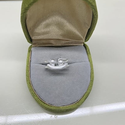 Face Rhinestone Faux Pearl / Smiley Ring