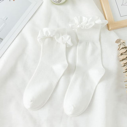 Frill Trim Plain Crew Socks