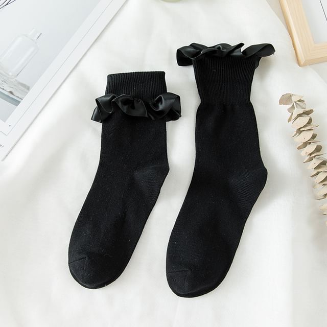 Frill Trim Plain Crew Socks