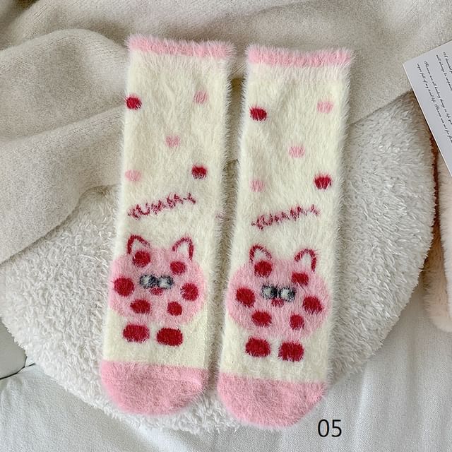 Dotted Fleece Crew Socks