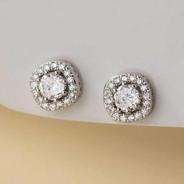 925 Sterling Silver Rhinestone Stud Earring