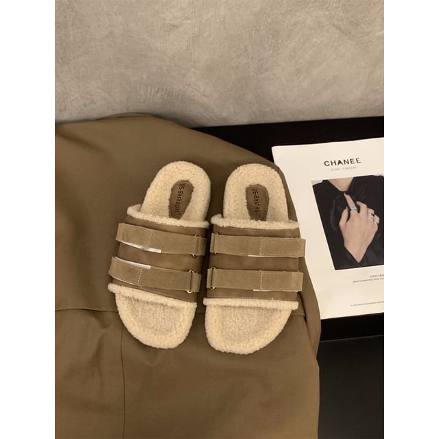 Plain Fleece Slide Sandals