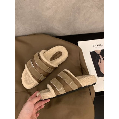 Plain Fleece Slide Sandals