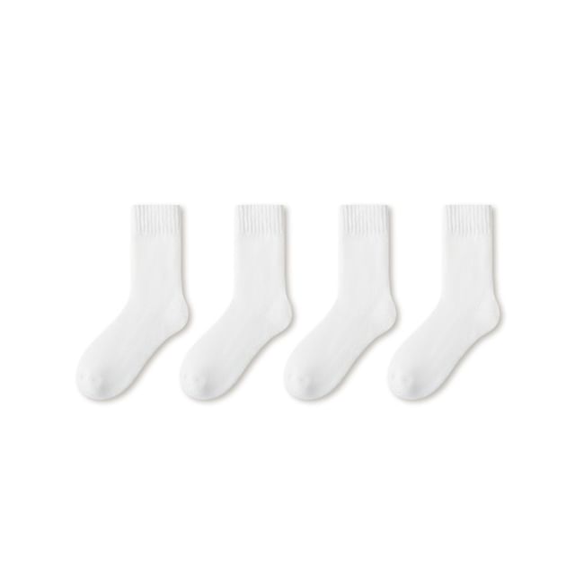 Plain Fleece-Lined Short Socks Set