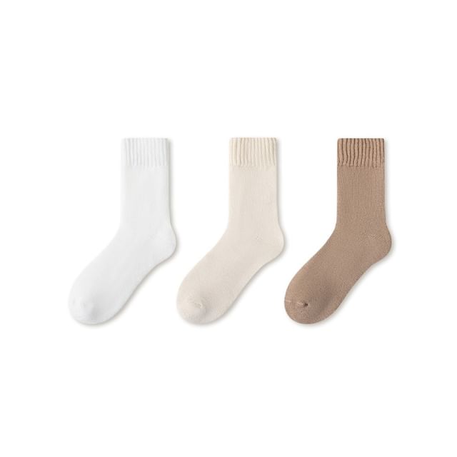 Plain Fleece-Lined Short Socks Set