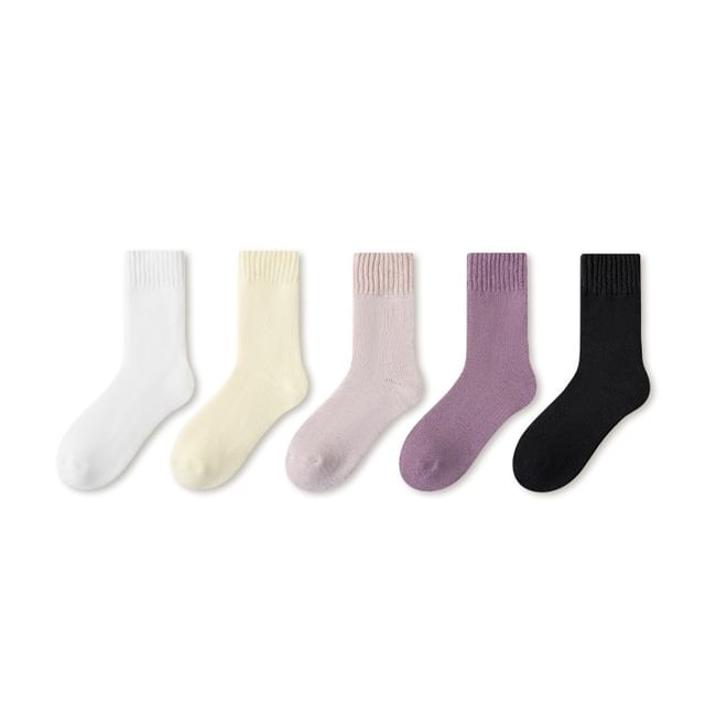 Plain Fleece-Lined Short Socks Set