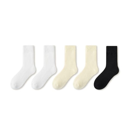 Plain Fleece-Lined Short Socks Set