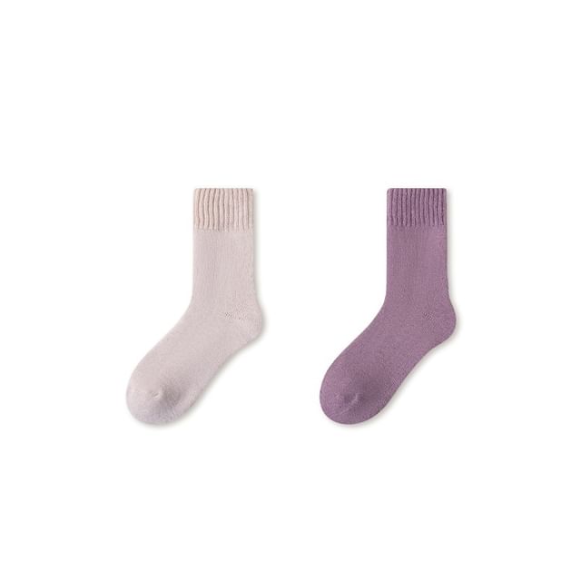 Plain Fleece-Lined Short Socks Set