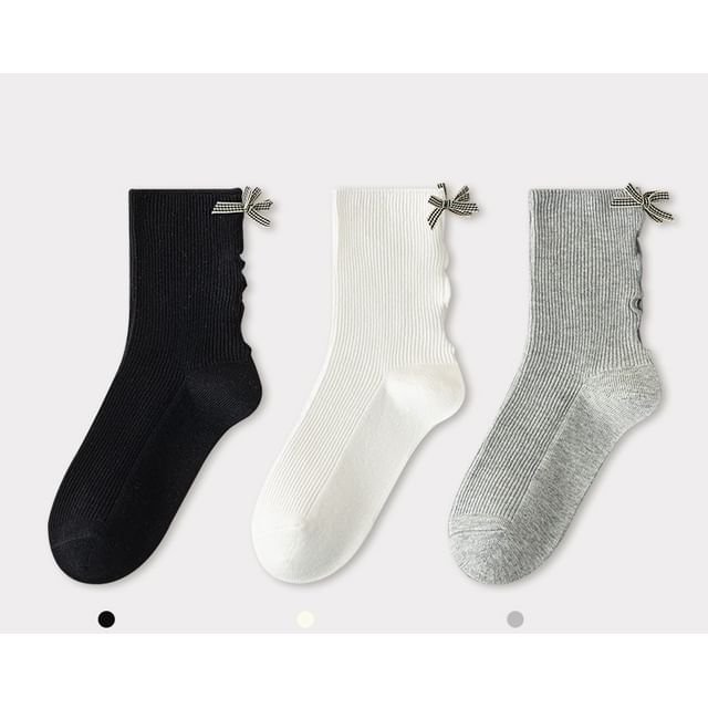 Bow Ribbed Short Socks Set