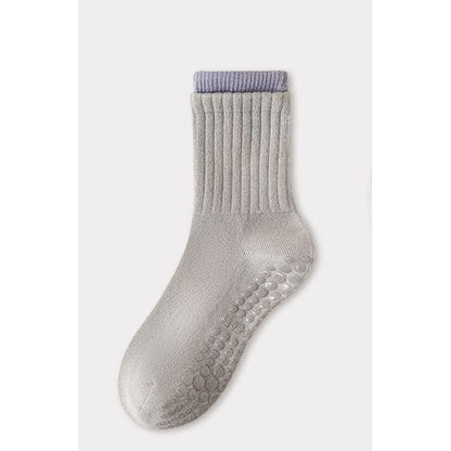 Chaussettes courtes de yoga côtelées à bordure contrastante / Ensemble
