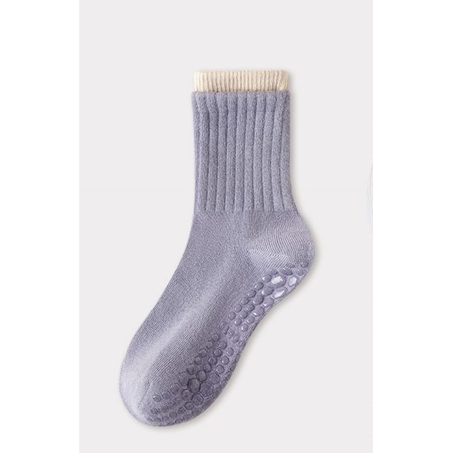 Chaussettes courtes de yoga côtelées à bordure contrastante / Ensemble