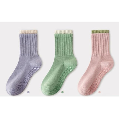 Chaussettes courtes de yoga côtelées à bordure contrastante / Ensemble