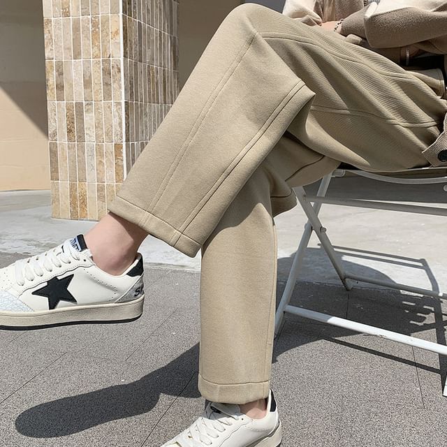 Pantalon de survêtement uni à taille haute et jambe droite