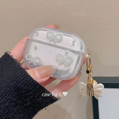 Simple Glitter Pearl Bow AirPods / Pro Earphone Case