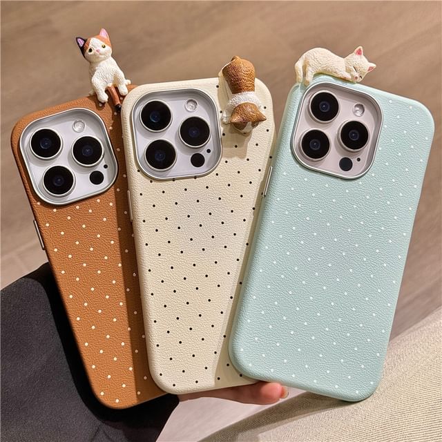 Cat Case Phone Dot Polka