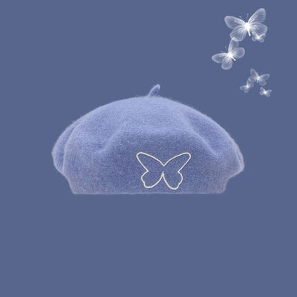 Butterfly Embroidered Beret