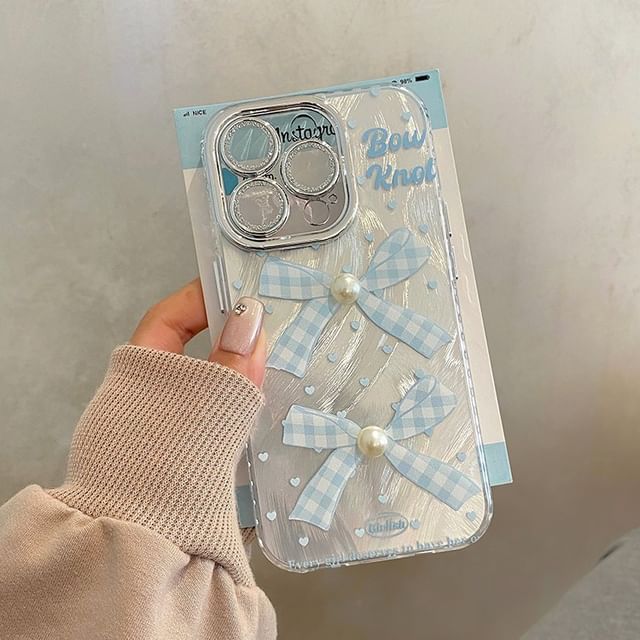 Bow Phone Pearl Adhesive Faux Decoration / Set Case