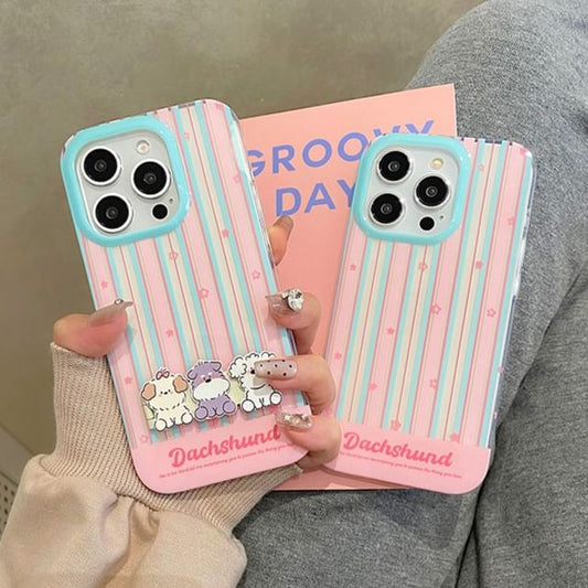 Stand Dog Striped Phone / Case Set