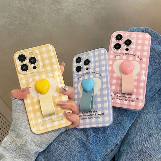 Finger Set Plaid Strap Heart Case / Phone