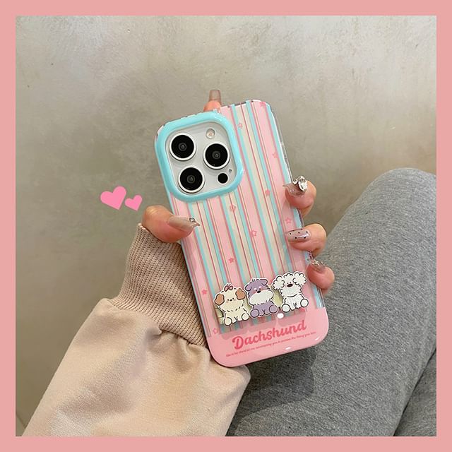 Stand Dog Striped Phone / Case Set