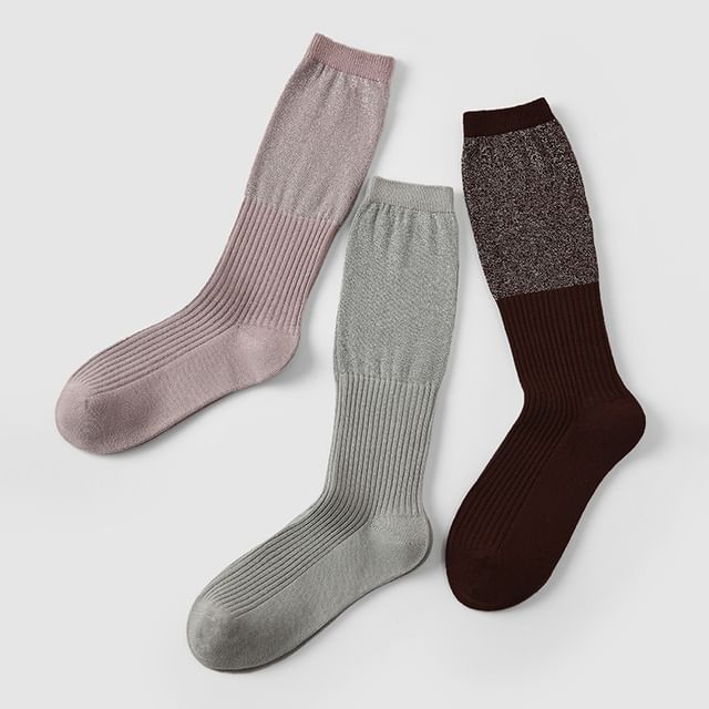 Plain Glitter Panel Crew Socks – Wonderland Case