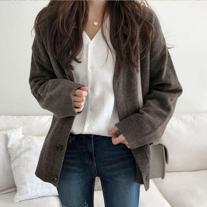 Loose-Fit V-Neck Cardigan