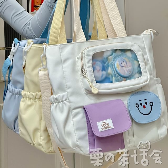 PVC Pocket Plain Tote Bag / Bag Charm / Set