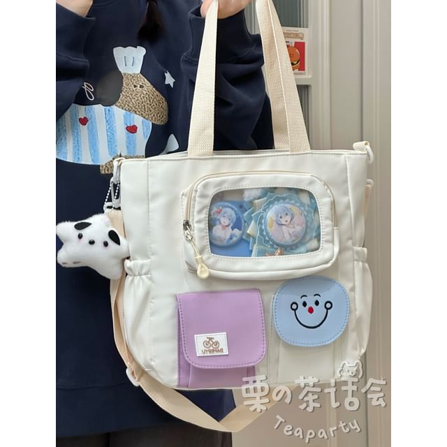 PVC Pocket Plain Tote Bag / Bag Charm / Set