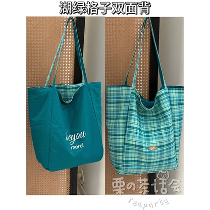 Plaid Tote Bag / Bag Charm / Set