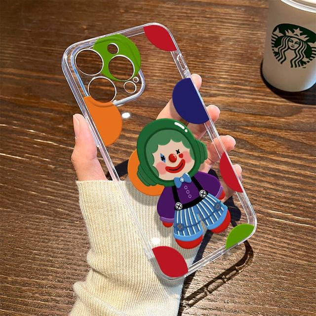 Clown Transparent Phone Case - iPhone 16 Pro Max / 16 Pro / 16 Plus / 16 / 15 Pro Max / 15 Pro / 15 Plus / 15 / 14 Pro Max / 14 Pro / 14 Plus / 14 / 13 Pro Max / 13 Pro / 13 / 13 Mini