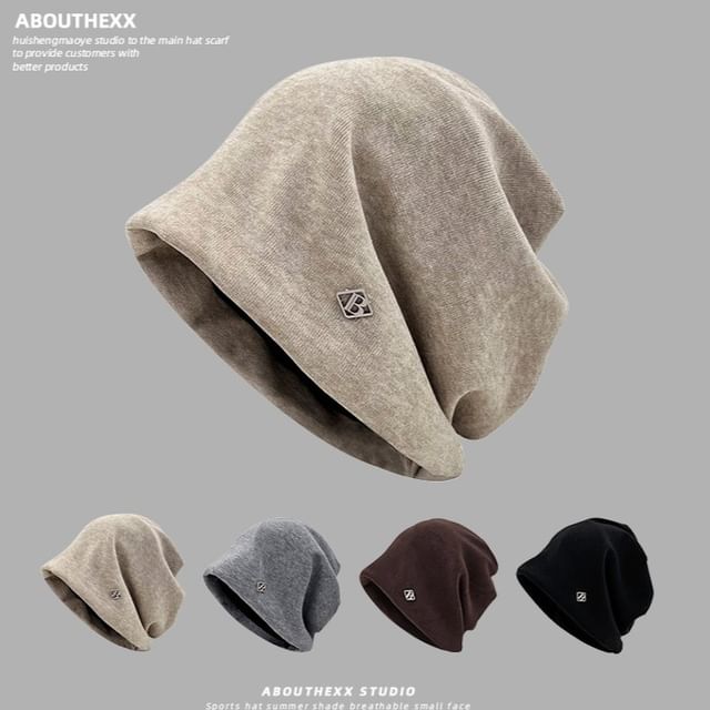 Letter Beanie Slouchy B Plate Metal