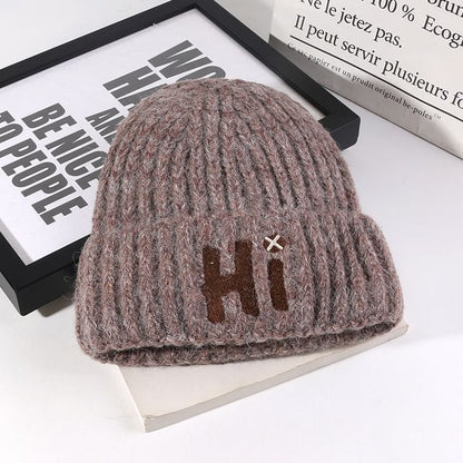 Embroidered Beanie Knit Lettering