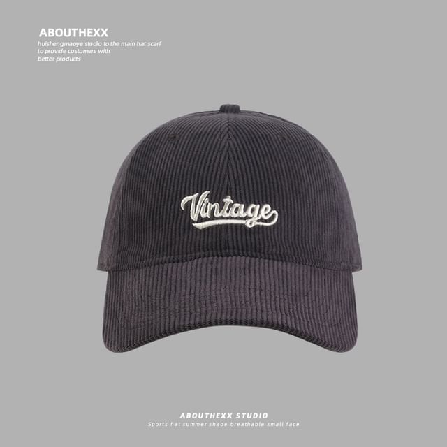 Corduroy Cap Lettering Baseball Embroidered