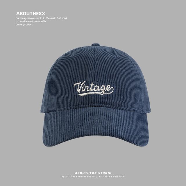 Corduroy Cap Lettering Baseball Embroidered