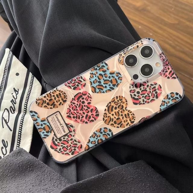 Leopard Print Heart Print Phone Case