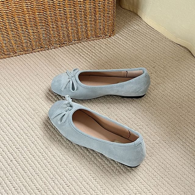 Bow Accent Faux Leather Flats