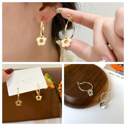 Earring Sterling Hoop Silver Floral