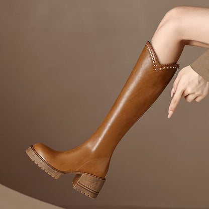 Boots Platform Knee High Studded