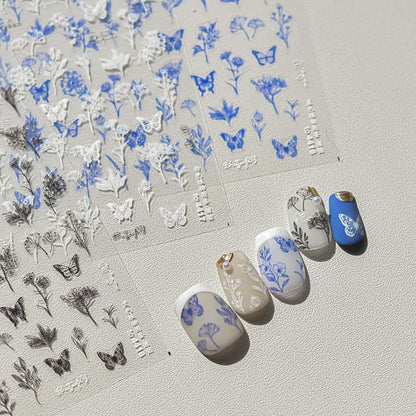 Butterfly Plant Nail Art Stickers (Various Designs)